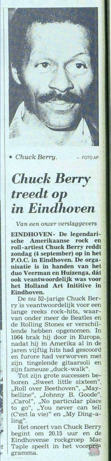 aankondiging Chuck Berry 1983